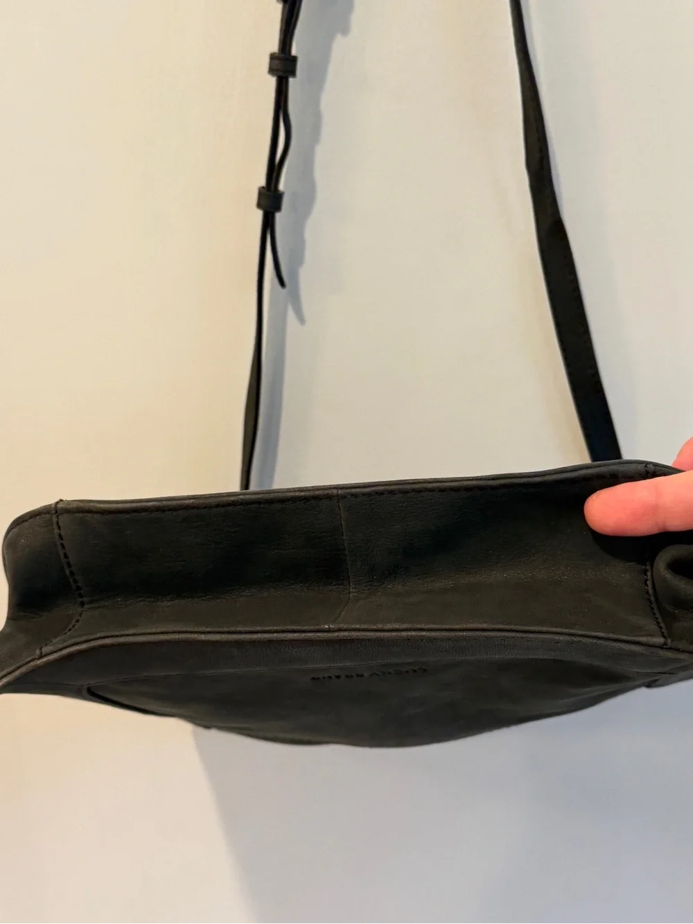 Lucky Brand Dark Charcoal Gray Leather Crossbody Bag